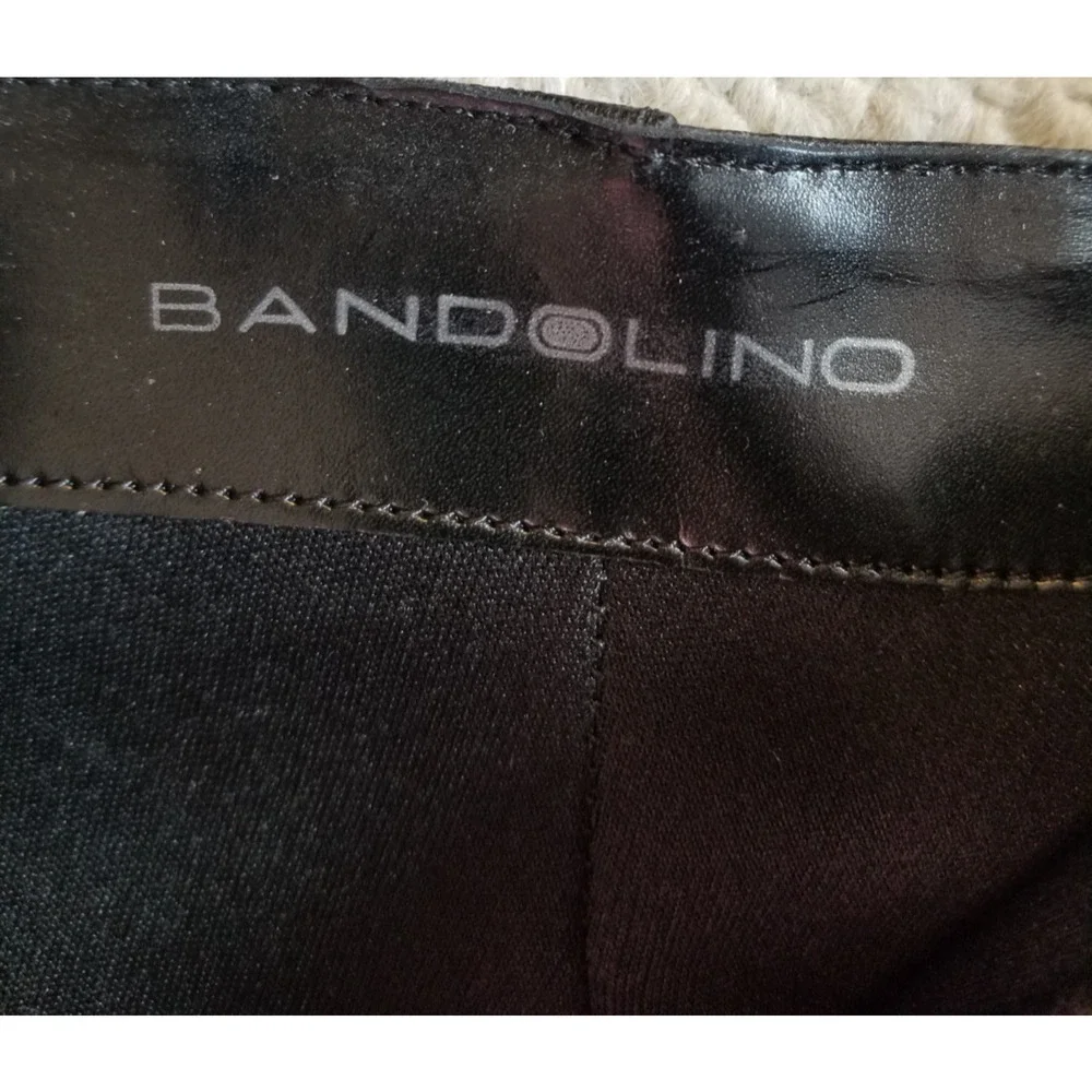 Womens Boots-BANDOLINO-black leather knee boots 'Bdadanna' wedged-6.5 M